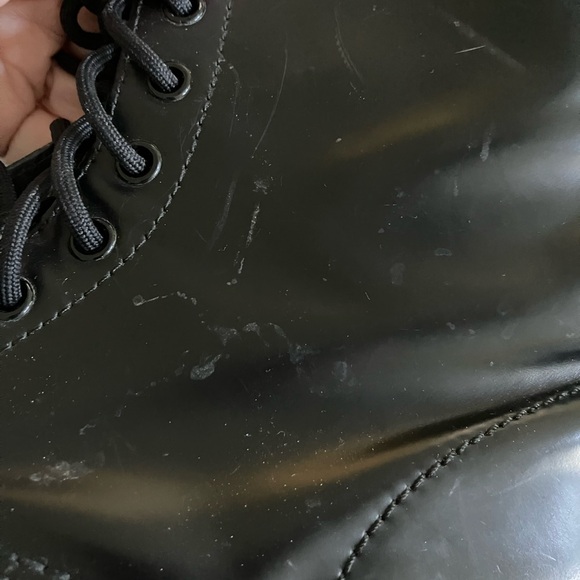 DR MARTINS 1460 8 eye black smooth leather boot goth grunge chunky combat Y2K 10 - Picture 10 of 10